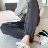 Zingj Grey Sports Pants Women's Fall Foot 2024 New Little Harlan Casual Pants Fall Thin-Outfit