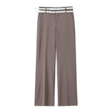 Temperament With Belt Striped Set 2025 Spring V Collar Vest High-Waisted Trousers