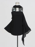 Casual Style Dress Women 2025 Spring New Fashion Temperament Elegant Solid Color Boobs Design Short Skirt