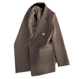 Zingj Metal Button Suit Jacket Female Fall 2024 New British Style Design Sense Double Breasted Korean