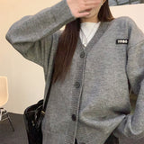 Version 2024 Spring New Style Lazy Sweater Cardigan Loose V-Neck Sweater Jacket Casual Top