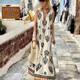 Spot Women's Wear 2025 Summer New Temperament Sleeveless Medium-Long Bohemian Print