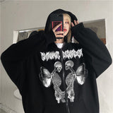 Up Hoodie Jacke Y2k Frau Sweatshirt Skeleton Mit Zippermit Kapuze Long Sleeves Femal Pullover Gothic Kleidung Harajuku