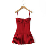 Cami Pleated Buttoned Mini Dress-Outfit