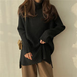 Zingj New Fall / Winter 2023 Retro Lazy Wind Coat With A Long-Sleeved Knit Bottom Turtleneck-Outfit