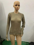 Zingj / Summer 2023 New Hot Selling Long-Sleeved Round Collar Thin Breathable Knit-Outfit