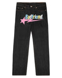 New American Letter Print Jeans Women Harajuku Hip Hop Vintage Straight Pants Unisex Casual Loose Jeans Punk Wide-Leg