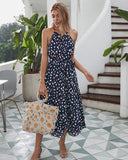 New WOMEN Summer Polka Dot Sling Holiday Casual Dress Fashionable Sleeveless Bohemian