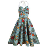 Up Back Cotton A Line Swing Tunic Dress Hepburn Vintage Halter Sundress 50s Gothic Pin Up Rockabilly Dress Cow Girl