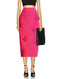 Fashion Bag Ass Skirt Women 2025 Spring New Three-Dimensional Flower Stitching Design High Waist Mid-Long