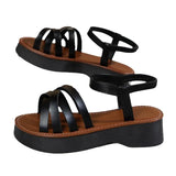 Zingj Platform Sandals Women's 2023 Summer Cross Band Plus Size Roman Sandals Beach Women's Sandals-Outfit