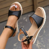 Ladies Sandals 2025 Summer New Large-Size Pine Cake Thick Bottom Slope With Fish Mouth Buckle