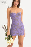 Quality Women Summer Dress 2023 New Arrivals Purple Bodycon Party Dress Lace Vintage Dress Cleberity Evening Club