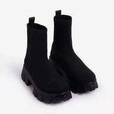 Size 43 Couple Socks Boots 2025 Autumn New Thick-Bottom Leisure Knitted Short Boots Women's Thick-Bottom Mid-Sleeve Women's