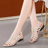Zingj Heel Thick Heel PU Sandals Oak Flat Low Heel High Heel Sandals Slippers Women's Single Shoes Shoes Women's Casual Sports Shoes- Outfit