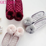 Autumn Winter Warm Women Home Slippers Soft Non-slip Indoor Shoes Cute House Slip On Flat Slides Ladies Fur