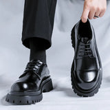 Zingj Shoes Male Hot Style Retro Derby Shoes Advanced Sense Of Niche Design Increased British College Wind Small Leather Shoes