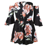 Style Playsuit Floral Print Sexy Rompers Short Overalls Top Macacao Feminino Women Clothes Casual Summer Beach