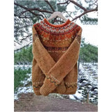 Hot New Sweater Women's Round Collar Color Loose Fashion Knitted Shirt Long