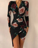 Dresses For Women V Neck Leopard Stitching Print Sexy Dress Women Autumn High Waist Slim Office Ladies Dress