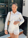 Out Corset Cotton White Women Blouse Shorts Set Office Casual Summer Spring Beach Suits Wide Leg Shorts Suit Outfits