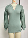 Zingj Autumn / Winter New V Collar Waffge Pure Color Long-Sleeved Loose T-Shirt Jacket Female-Outfit