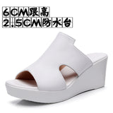 Hollow Waterproof Table Thick Bottom One-Word Drag High Slope And Fitting Room Slippers Soft Bottom Loose Cake 4243 Women Cold