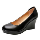 Round Head Pedal Women's Shoes With High Heel Heel Singles Thick-Sed Waterproof Table Is Installed In The Work Of Shallow-Mouthed