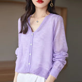 Zingj Hemp Knitting Cardigan Female Thin Ice Silk Linen Coat Sunscreen Clothes Summer Loose Outside The Shawl Air Conditioning Shirt-Outfit