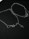 Rhinestone Decor Charm Necklace-Outfit