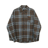 Zingj Brand Two-Color Hair Grinding Plaid Shirt Men And Women Spring Retro Loose Casual Long-Sleeved Shirt Matching