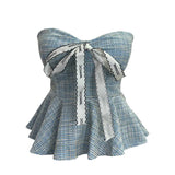 Small Fragrant Wind With Hanging Neck Bow Sling Vest Short High-Waist Shoulder Tector Blouse
