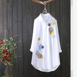 Women White Shirt 100% cotton Casual Wear Button Up Turn Down Collar Long Sleeve Blouse Embroidery Feminina HOT Sale