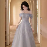 Chinese Fishtail Evening Dress 2025 New Light Luxury Niche Morning Robe Toasting Bridal Purple Banquet Dress Dress