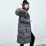 2024 New Color Big Hair Collar Long Women's Cotton-Padded Coat Fashion Slim Korean Version Cotton-Padded Coat-Outfit