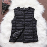 90% Ultra Light White Duck Down Women Vest Thin Coat Women Duck Down Sleeveless Jacket V Collar Or O Collar