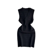 Zingj Temperament Waist Slim V Collar Sleeveless Vest Knit Dress Female 2023 Summer New Show Thin Package Hip