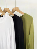 Zingj Comfortable Super Soft Modal Cotton Long Sleeve T-Shirt Women's Spring New Solid Color Round Collar With A Bottom