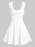 Dress 3XL Women Sleeveless Crossover Mini Flare Dress Sweetheart Neck Elegant Party Sexy Dress