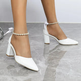 Coarse-Heeled Sandals White Wedding Large-Size Sandals 42-Yard High-Heeled Shoes Spring And Summer Sandals