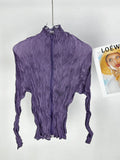 Folded Niche Design Lazy Wind Coat Women's Summer New Air Conditioning Pure Color Thin Zipper