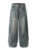 Zingj Washed Machete Design Sense Jeans Men And Women Hip Hop Popular Logo High Street Loose Versatile Wide Leg