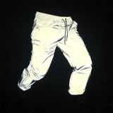 Spring And Autumn Men And Women Reflective Pants Basketball Sports Hip-Hop Beam Leg Pants Casual Luminous Pants-Outfit