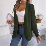 Shooting 2025 Autumn And Winter Leisure Pocket Long-Sleeved Knitted Sweater Cardigan Jacket Explosion Women's