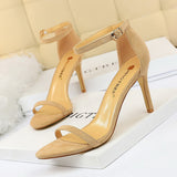 Zingj Fashion Simple Fine Heel High Heel Suede Open Toe With Sexy Nightclub High Heels Women's