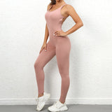 Backless Bodycon Scrunch Jumpsuit Raises Butt Women Dance Fitness Overalls Push Up Sleeveless Yoga Sport Jump Suit