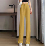 Zingj Pants Female Spring And Autumn 2024 New High Waist Hanging Feeling Loose Straight Leg Hanging Feeling Wide Leg Pants Large Size Pink Casual