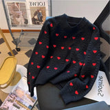 Zingj Autumn Lady Wind Temperament All-Match Jacket Korean Version Of The New Design Sense Love Print Twist Sweater Female Tide-Outfit