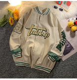 flocking embroidery contrast color stitching baseball uniform jacket women's 2022 new loose casual all-match jacket