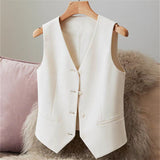Suit Vest Women's Small Vest Spring And Autumn New Repair Outside The Female Red Short Female Horse Clip